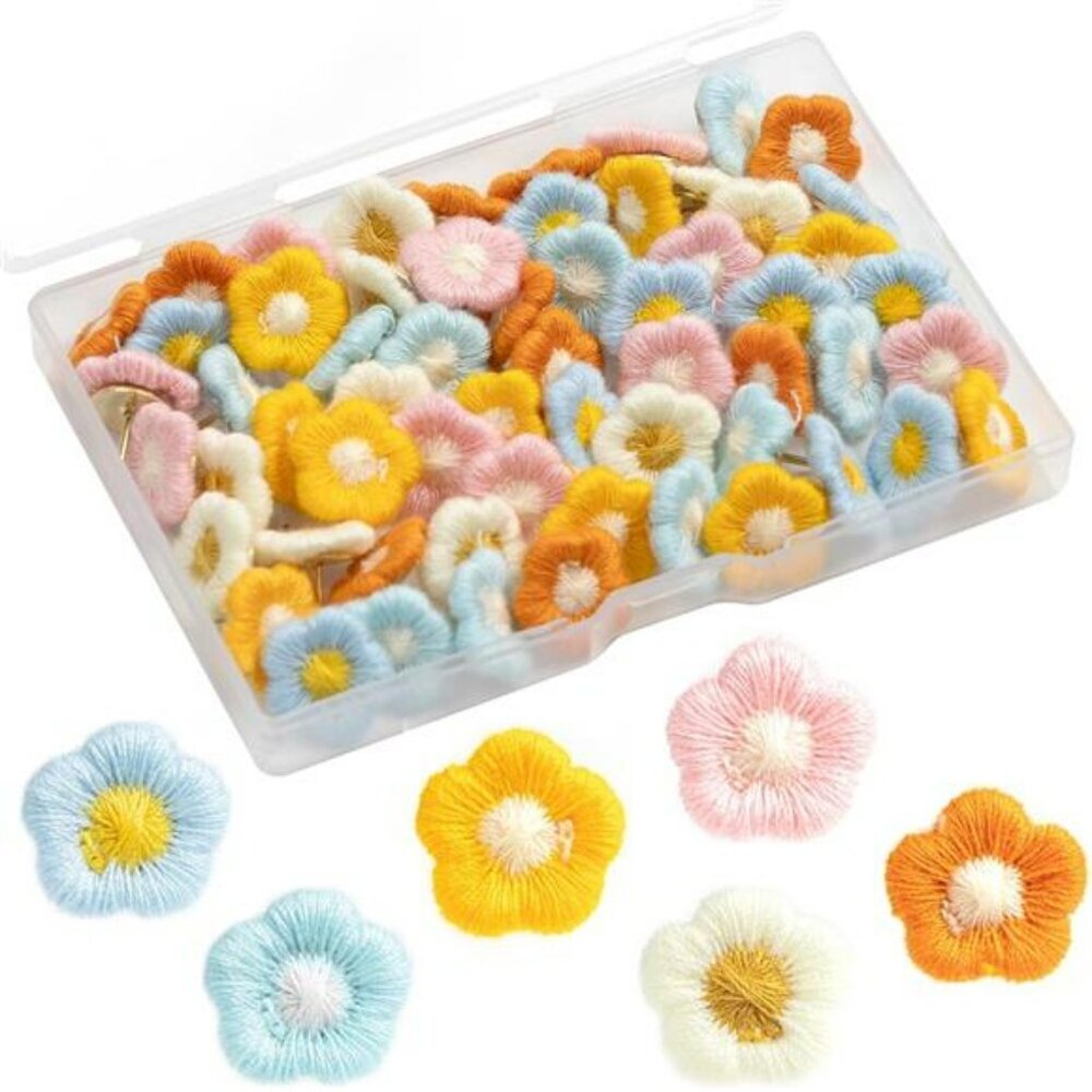60pcs flower push pins decorative thumb tacks cork board map bulletin board offi